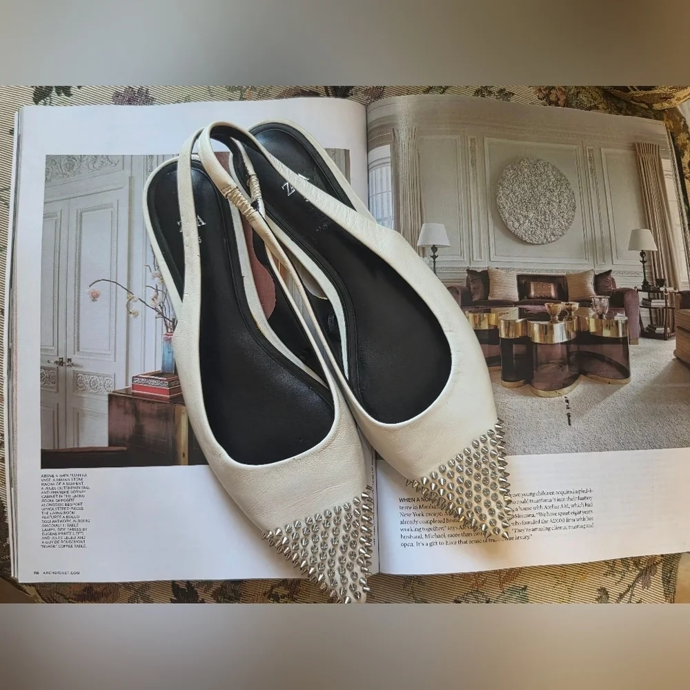 Zara Cream Flats with Silver Accents